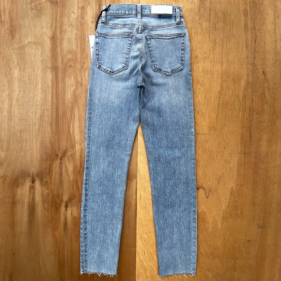 RE/DONE 90s HIGH RISE ANKLE CROP JEANS WOMEN’S sz 24 Button Fly Blue Stretch NWT - Picture 10 of 16